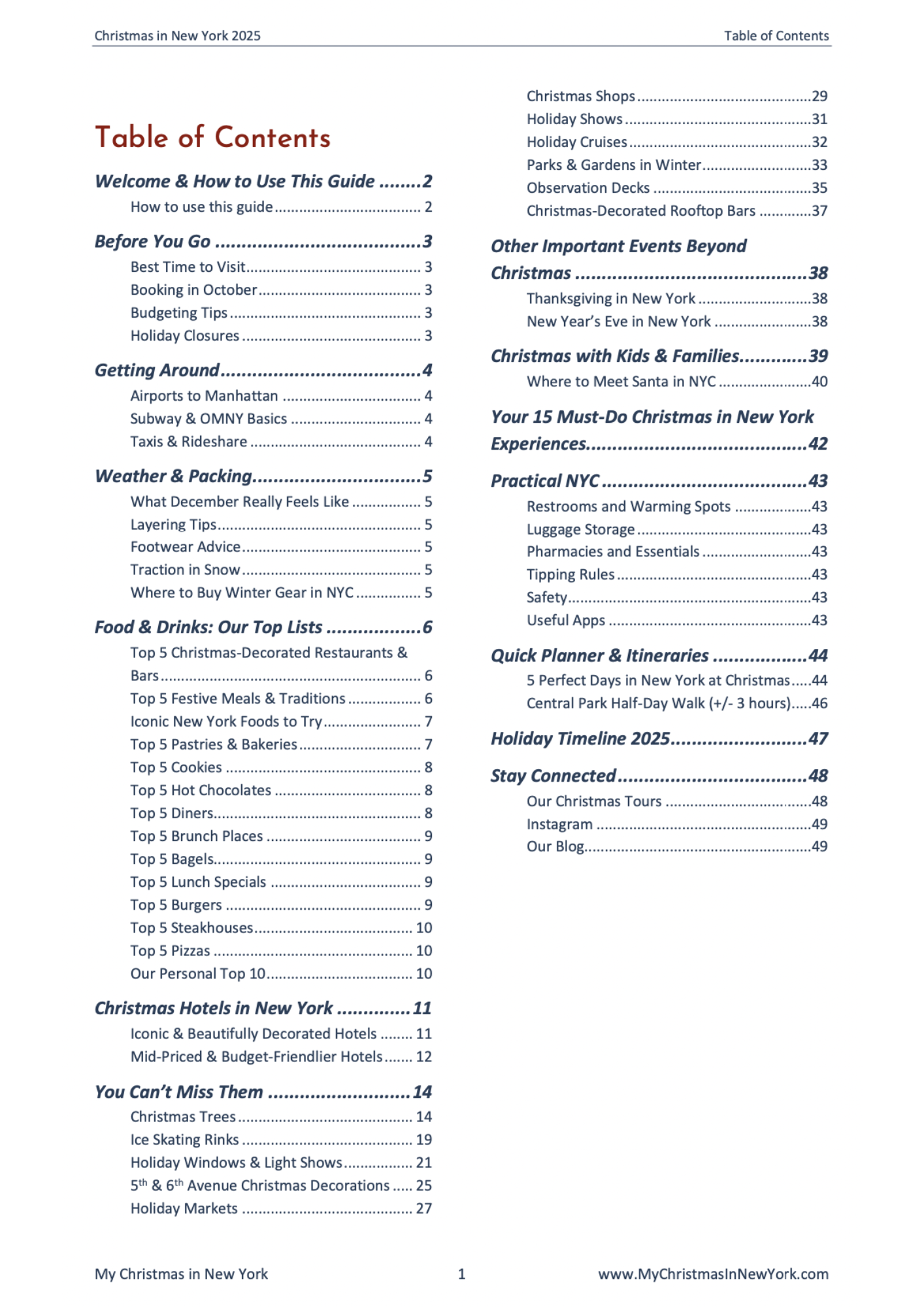 Christmas in New York 2025 Guidebook